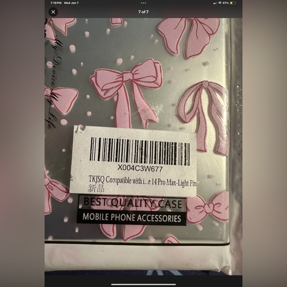 Pink Bow Pattern Phone Case - Picture 5 of 6